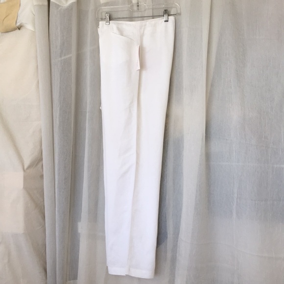 Enough about me white linen viscose wide pants S - Picture 6 of 8